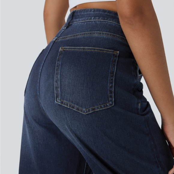 Halara flex high waisted multiple pockets, rolled him wide leg stretching knit - Picture 2 of 10